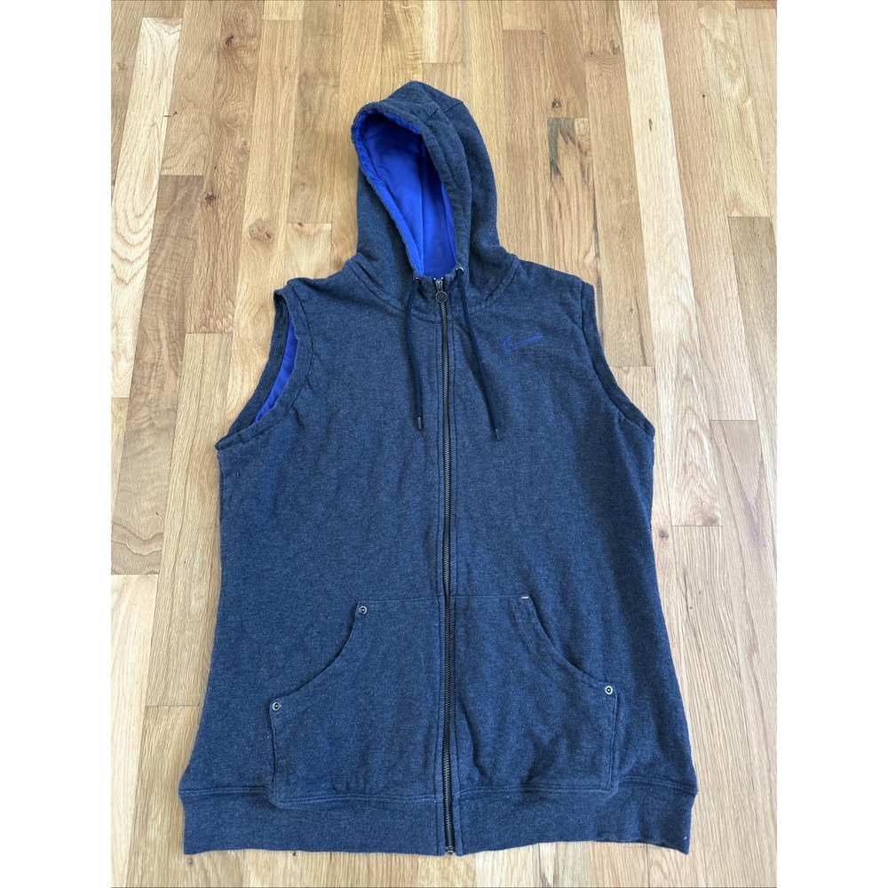 Nike Golf Vest Women XL Gray Hooded Zip Up Sleeveless Athletic Sport Sweatshirt